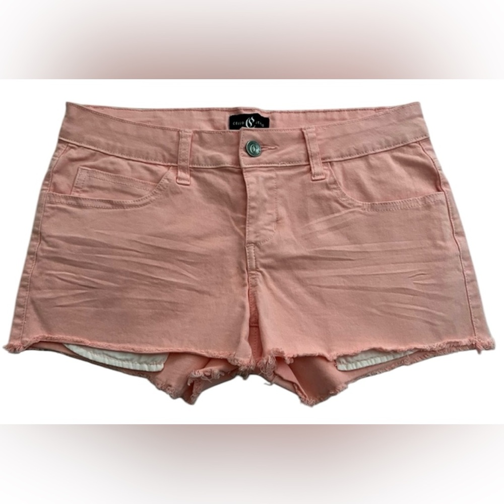Cello Jeans Denim Peach Raw Edge Jean Shorts, Size M